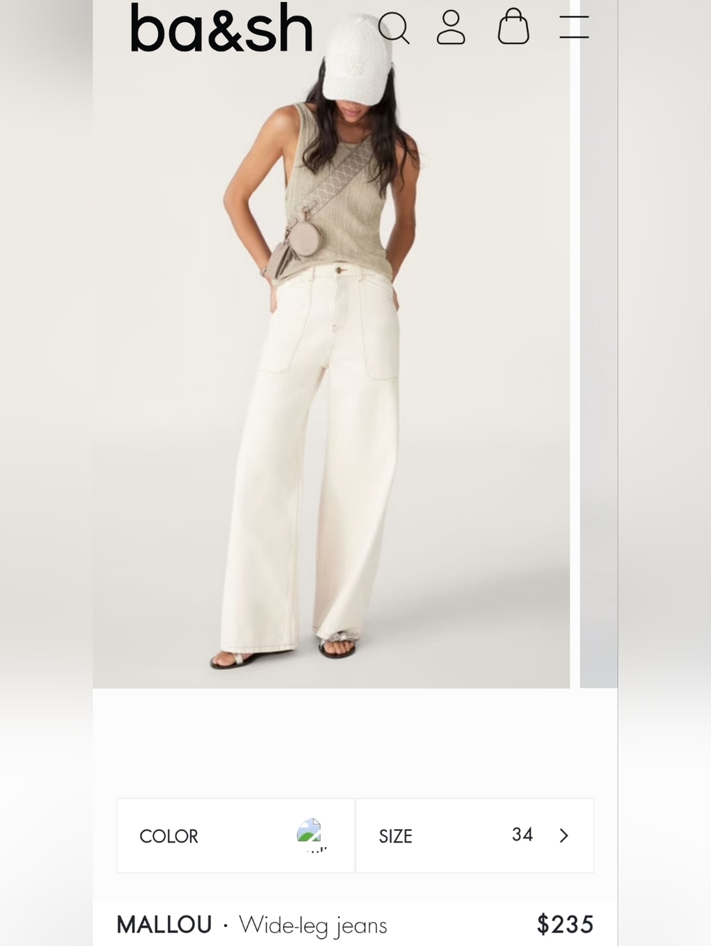 BA&SH MALLOU wide-leg jeans size 34